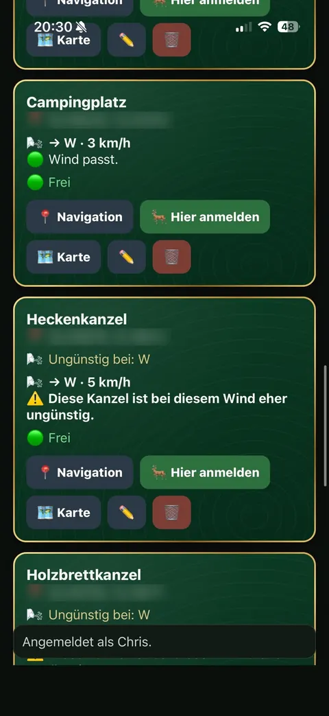 Kanzeln mit Wind